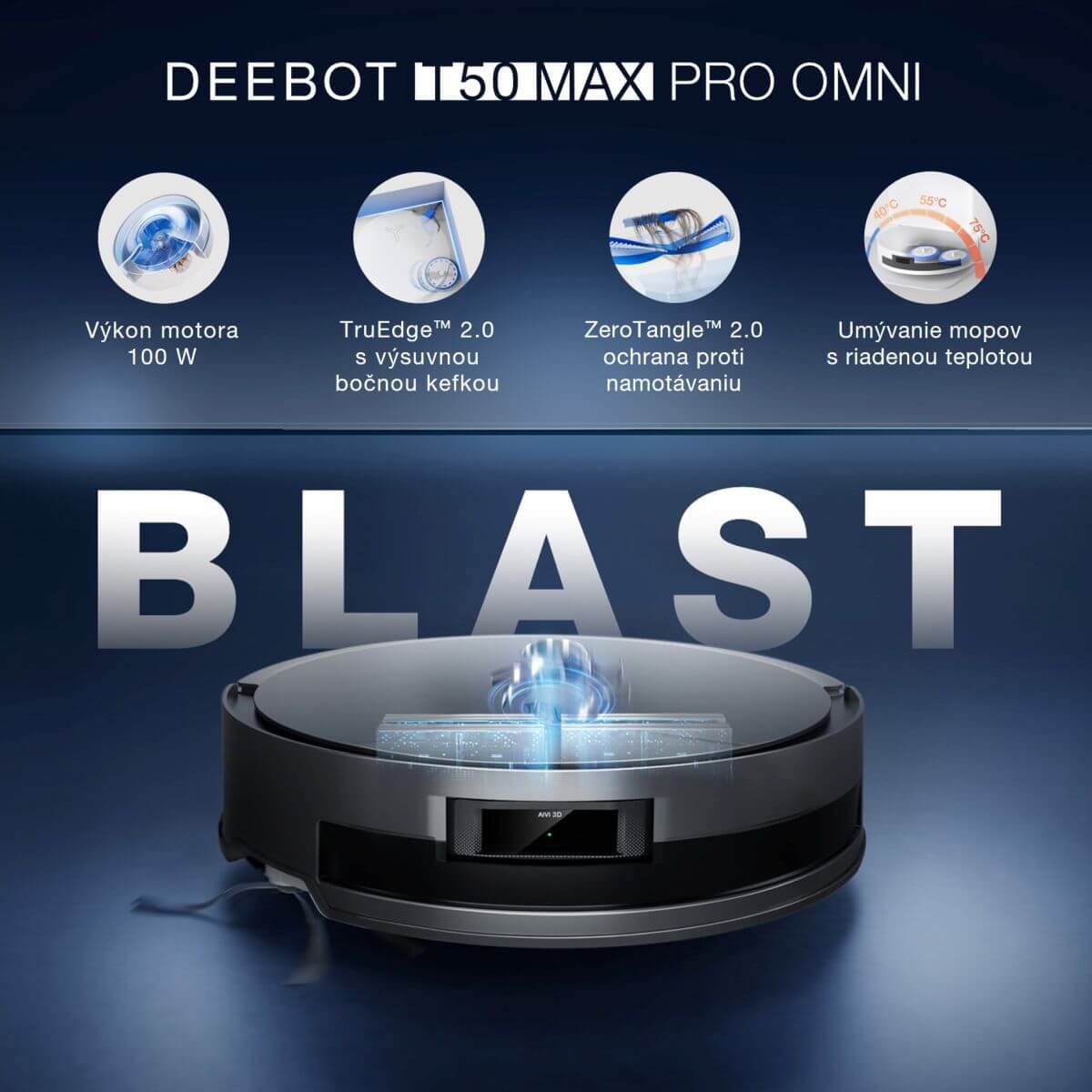 1 1200x1200 2v1 smart robotický vysávač ECOVACS DEEBOT T50 MAX PRO OMNI 